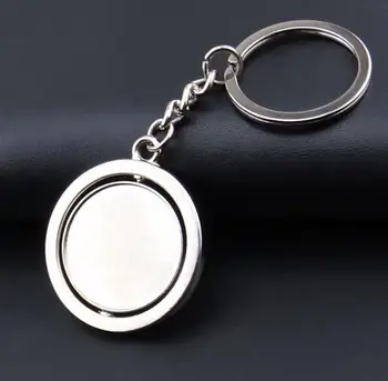 

Round Rotating 360 Degree Metal Keychain Double-sided Custom LOGO Key ring Men Gifts Simple Keychains Trinket SN1562