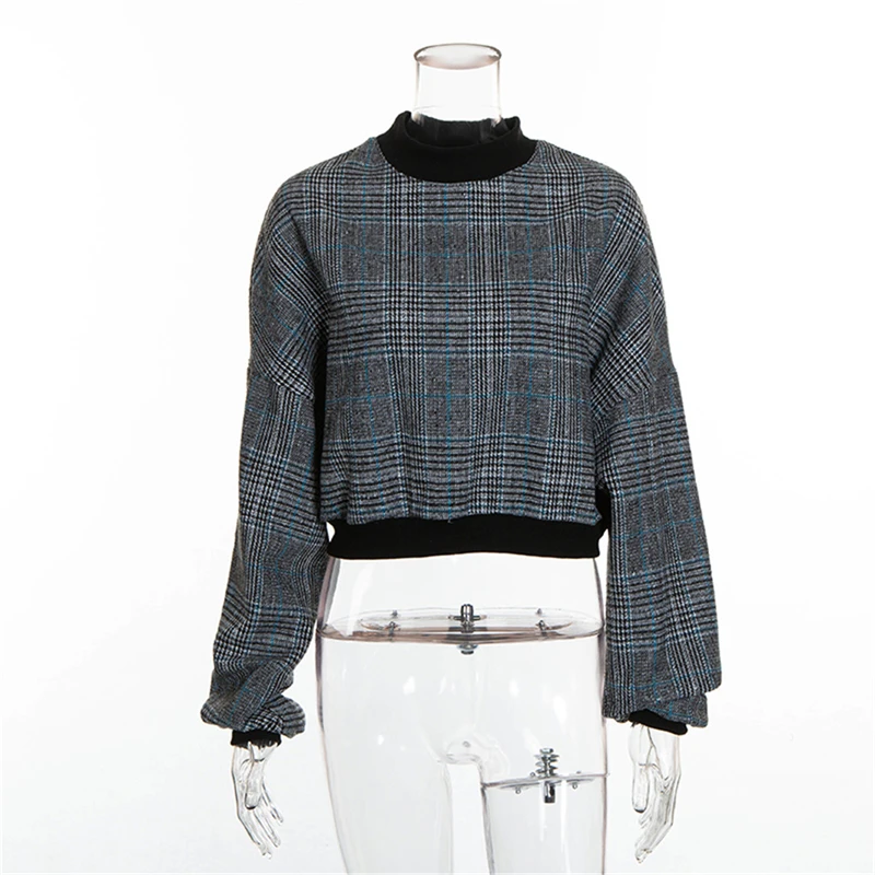 Plaid Printed Hoodies Sweatshirts Harajuku O Neck Women Short Hoodie 2019 New Spring Long Sleeve Loose Pullovers Jumper Plaid Printed Hoodies Sweatshirts Harajuku O Neck Women Short Hoodie 2019 New Spring Long Sleeve Loose Pullovers Jumper