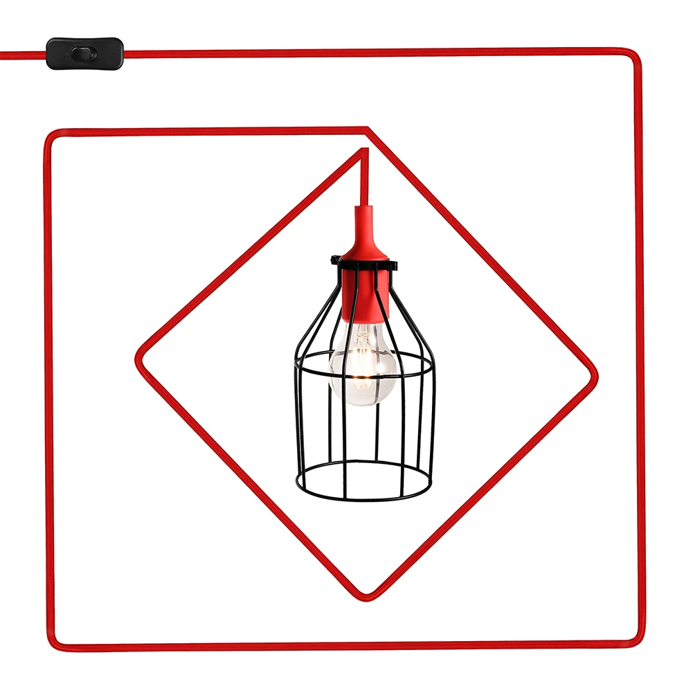 

LEDGLE Pendant Light Cage Set Vintage Iron Lightshade Decorative Pendant Light Cord Kit for E26 Bulbs Equipped with Switch