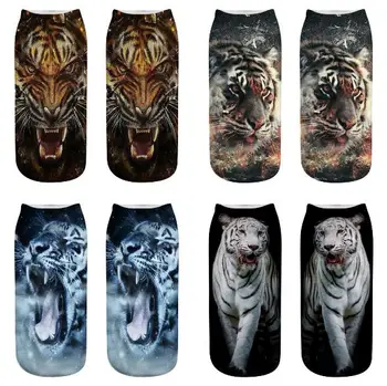 

12Pcs Hot 3D Printed series tiger Socks cartoon Pattern Party New Year gift Free shipping SM880