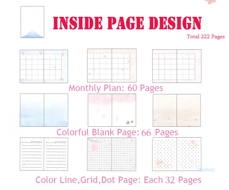 japanese kawaii cute sakura flower planner dairy monthly weekly plan