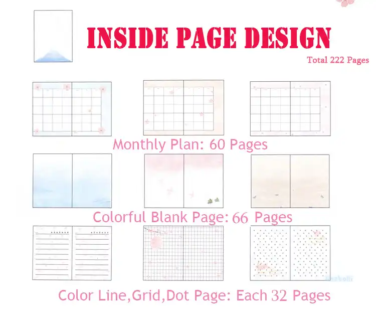 detail feedback questions about japanese kawaii cute sakura flower blank schedule grid
