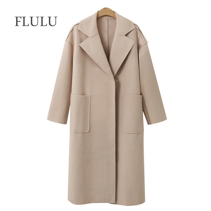 FLULU Autumn Winter Suit Blazer Women 2018 Casual Formal Wool Coat Elegant Work Office Lady Long Sleeve Blazer Mujer Outerwear