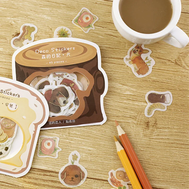 Card lover forest diy paper diary sticker Scrapbooking Decoration label 1 lot = pack 45 pcs | Канцтовары для офиса и дома
