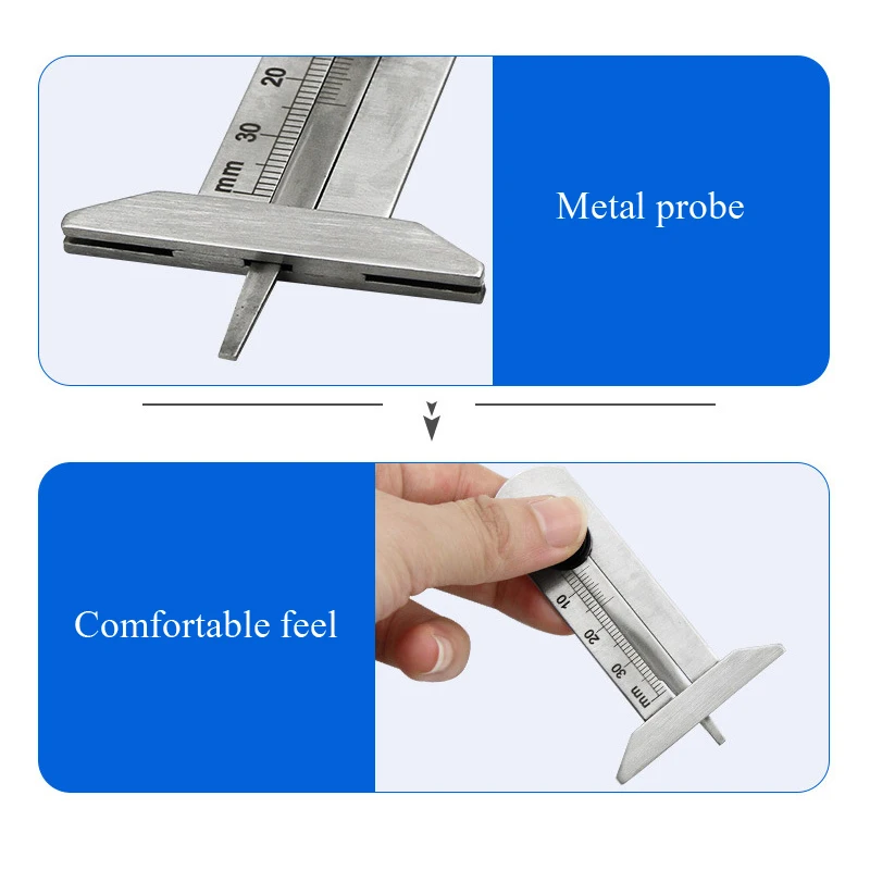 Автомобильный измеритель глубины протектора шин из нержавеющей стали 0-25,4 мм, автомобильный измеритель глубины протектора для шин, штангенциркуль, линейка, инструмент для ремонта колес мотоцикла