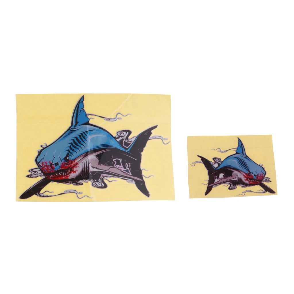 2 Pairs Shark Stickers Reflective Decals for Kayak Fishing Boat Car Truck Window Wall Yacht Kayak Boat Canoe Houseboat Sticker