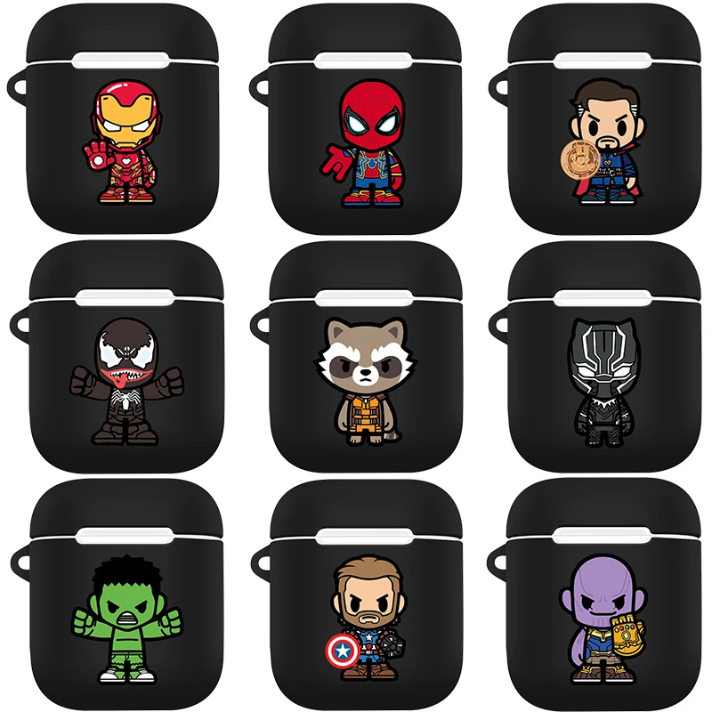 

New Superhero Printing Earphone Case for Apple Airpods Accessories Cartoon Protective Box Dust-proof Decoration Cover Strap Bag