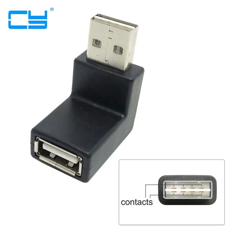 

USB 2.0 A type Male to Female Extension Adapter extender Down & Up Angled 90 Degree Reversible Design