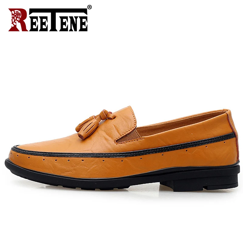 

REETENE High Quality Leather Men Loafers Men Dress Shoes Casual Driving Shoes Men Genuine Leather Men Flats Chaussure