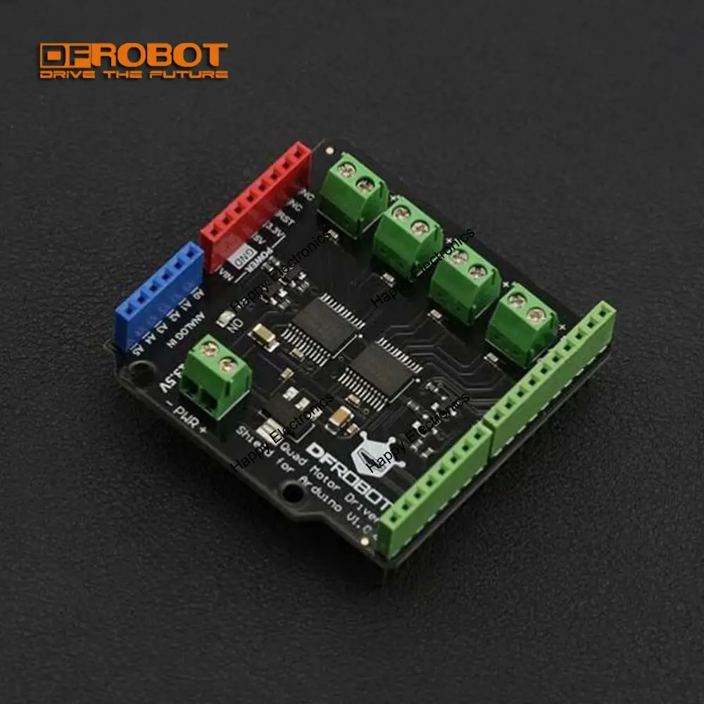 

DFRobot 100% Genuine Quad DC Motor Driver Shield, 2.5~13.5V 4x1.2A compatible with Arduino 5V/3.3V controller
