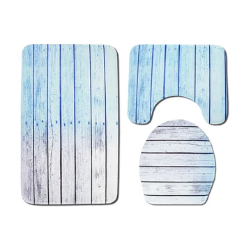 

3pcs Flannel Non-Slip Bathroom Toilet Mat Printing Rug Absorbent Washable Door Mat Carpet Set
