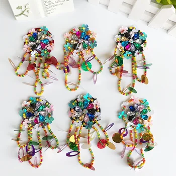 

New 3D Shiny Handmade Patches Sewing Flower Tassels Patch Sew-On Clothes Beads DIY Garment Appliques Accessories
