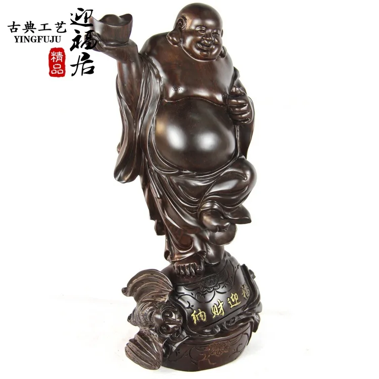 

Ebony accepts the wealth Ying Fu Maitreya Buddha carved mahogany wood crafts boutique Wenwan wooden Home Furnishing jewelry orna