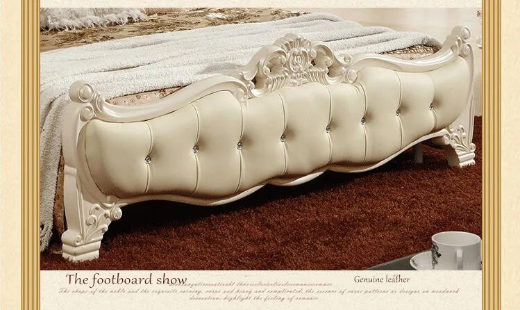 Современные европейские твердой древесины кровать мода резные 1.8 м кровать французский мебель для спальни 10015