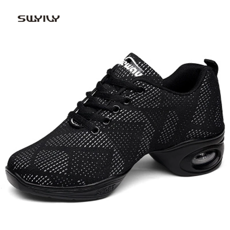 SWYIVY Women Dance Sneakers Woven Breathable Modern Dance Shoes 2018 New Sweat Absorption Female Square Dance Shoes Comfortable