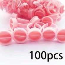 100pcs Pink Separator Pigment Rings Disposable Microblading Tattoo ink Cup Holder Permanent Makeup Ink Rings Medium