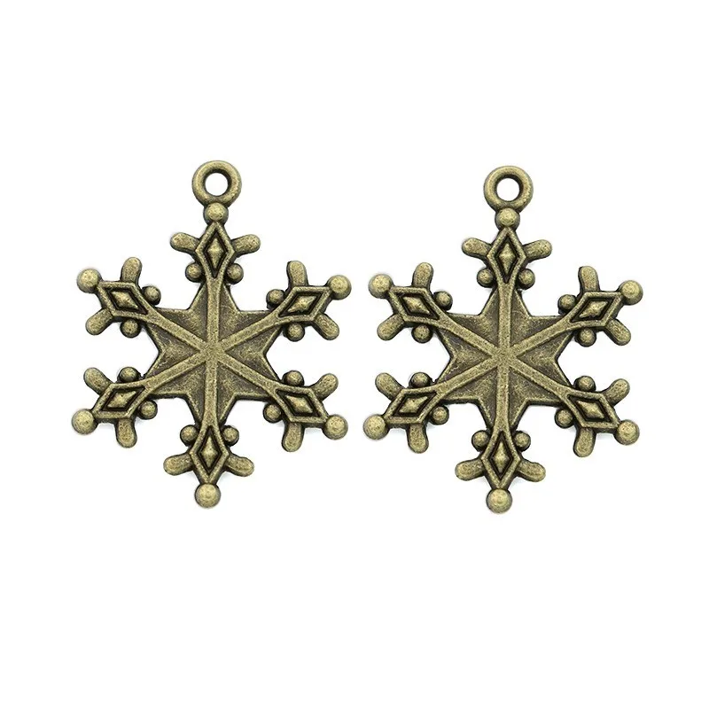 

Antique Bronze Plated Christmas Snowflake Charms Pendants for Bracelet Jewelry Making DIY Handmade Craft 30*25mm