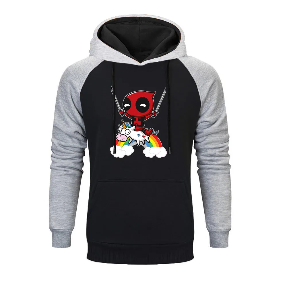 

Deadpool Cartoon Raglan Hoodies For Men Funny Print Hoodie 2019 Autumn Winter Super Hero Sweatshirt Hip Hop Streetwear Clothing