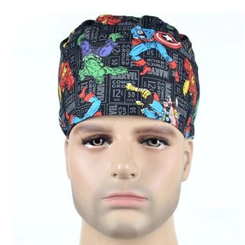 

Male doctor surgical cap anime print scrub cap pet grooming doctor work cap cotton medical use doctor accessories nurse cap