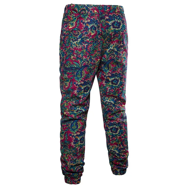 CALOFE Plus Größe Hosen Männer Mode 3D Homer Blumendruck leinen Joggers Jogginghose Männlichen Casual Sommer Lose Pluderhosen 5XL Z35