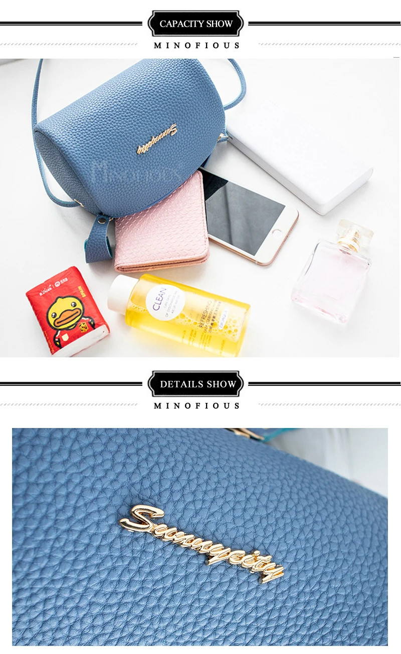 MINOFIOUS модная повседневная сумка на плечо для телефона, Маленькая женская сумка-мессенджер из искусственной кожи, Одноцветный клатч на молнии, мини-сумка через плечо