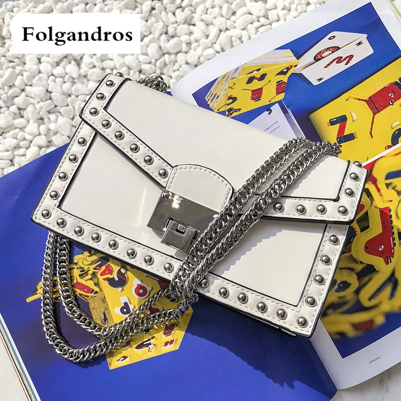 

2018 New Hot Luxurious Rivet Chain Shoulder Bag Female Clutch Famous Brand Crossbody Bag Women Messenger Bag Louis GG sac a main