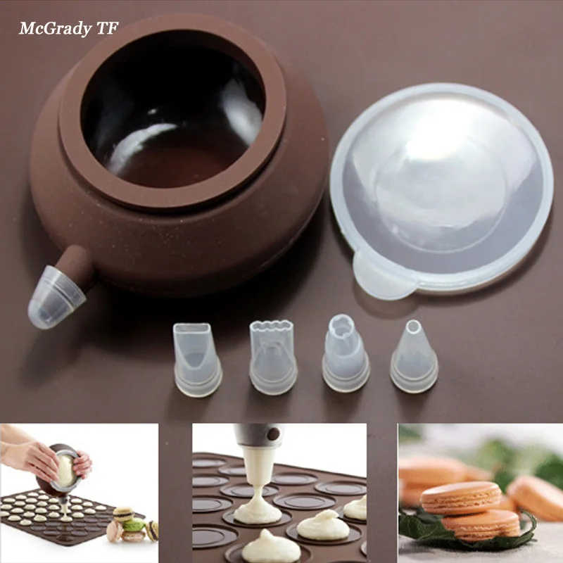Cake Muffin Macaroon Macaron Piping Kitchen Decorating Tip Sets Bakery Decorative Silicone icing Baking Tool Pot 4 Nozzles Set