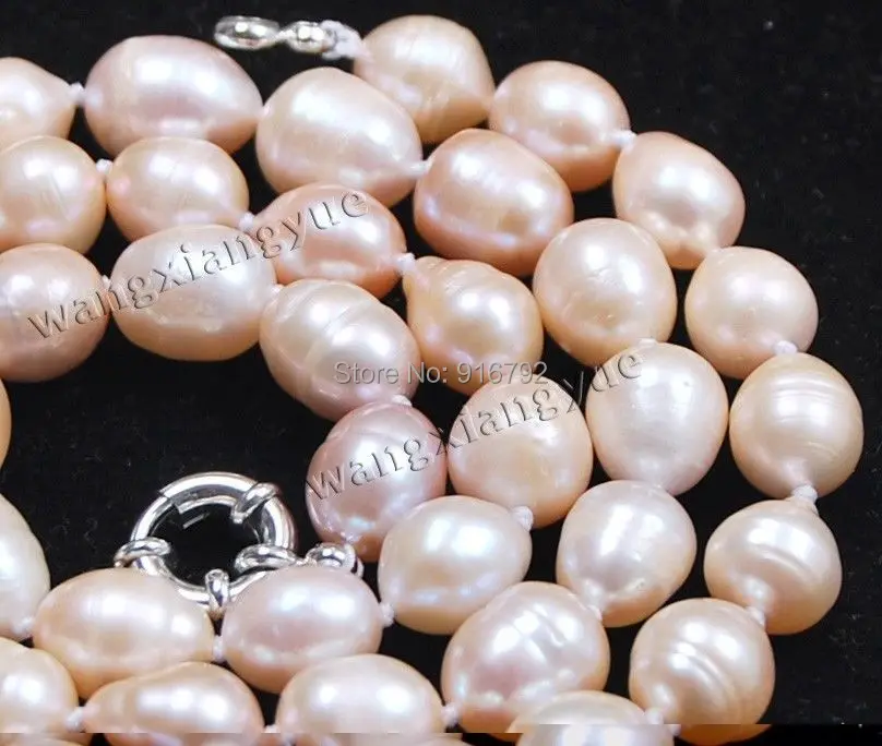 

HYFY20143235e>>>Long 32" Genuine Natural 10-11MM Rice Pink akoya cultured pearl necklace