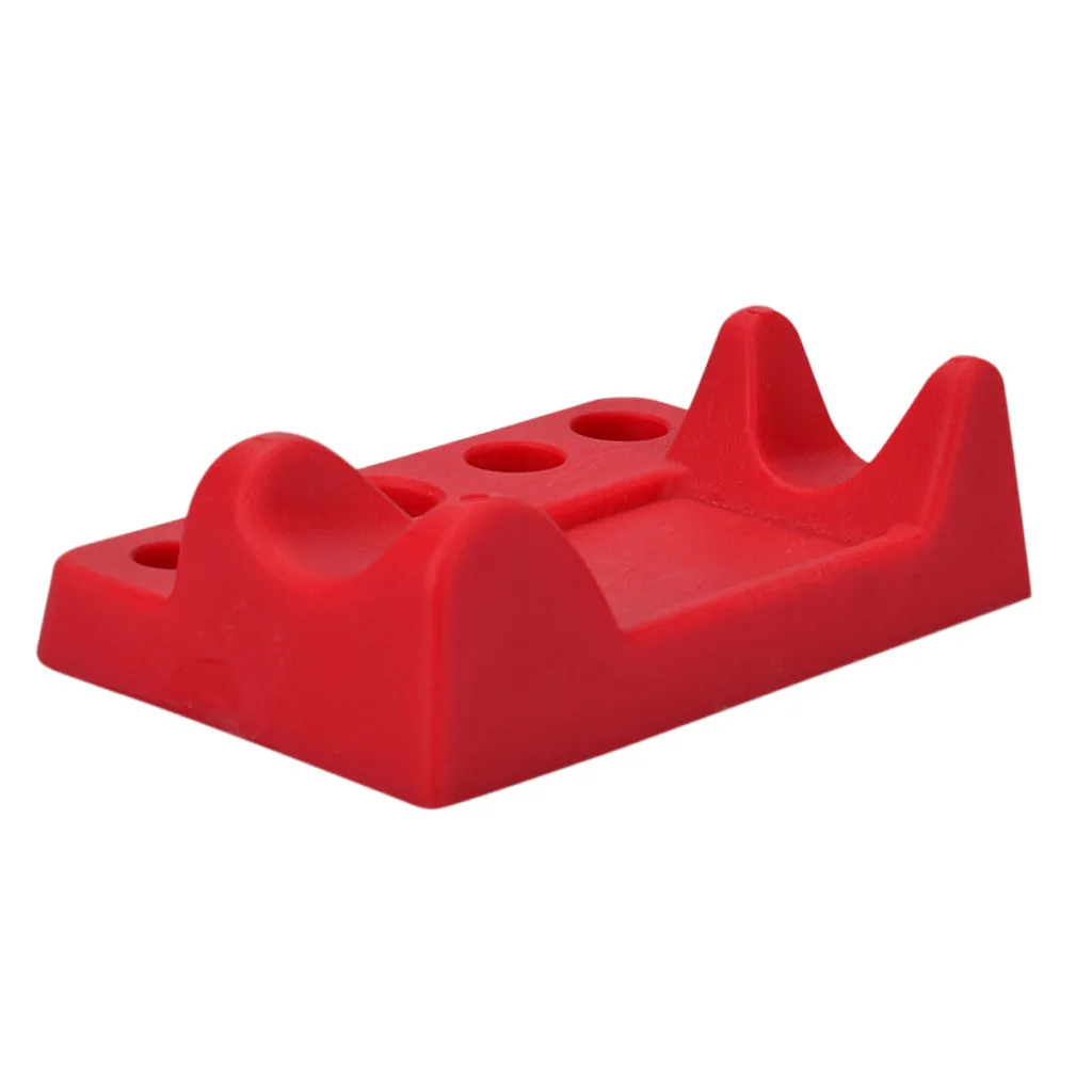 Sturdy Silicone Tattoo Machine Pen Stand, Tattoo Supplies Holder for Large/Medium/Small Ink Cups, Cotton Swabs etc - Red