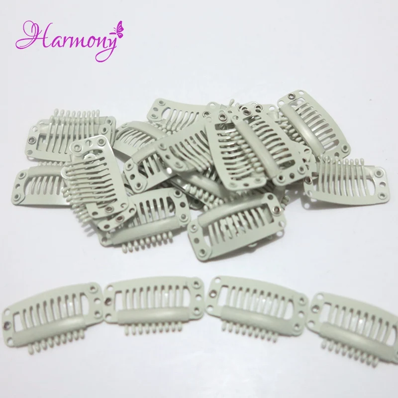 100 pieces/lot 32mm 9-teeth Hair Extension Clips Snap Metal Clips With Silicone Back For Clip in Human Hair Extensions Wig Comb 100 pieces/lot 32mm 9-teeth Hair Extension Clips Snap Metal Clips With Silicone Back For Clip in Human Hair Extensions Wig Comb