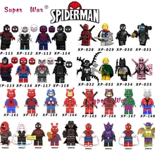 Одиночный фильм Marvel Человек-паук, Дэдпул, Капитан Америка, Железный человек, муравей, Халк, строительные блоки, игрушка для детей
