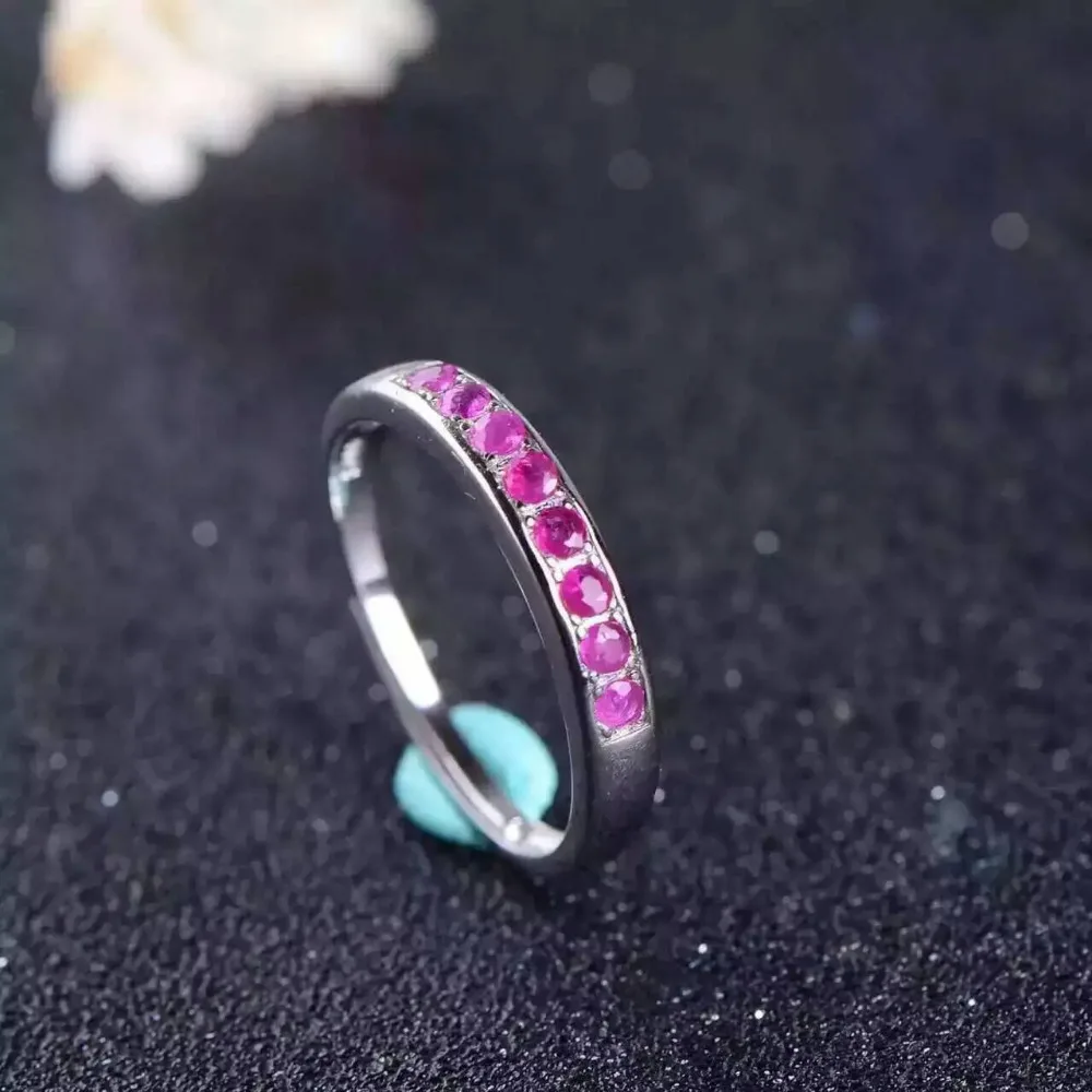 Natural red ruby gem Ring Natural gemstone ring 925 sterling silver trendy Slender elegant array women party fine Jewelry