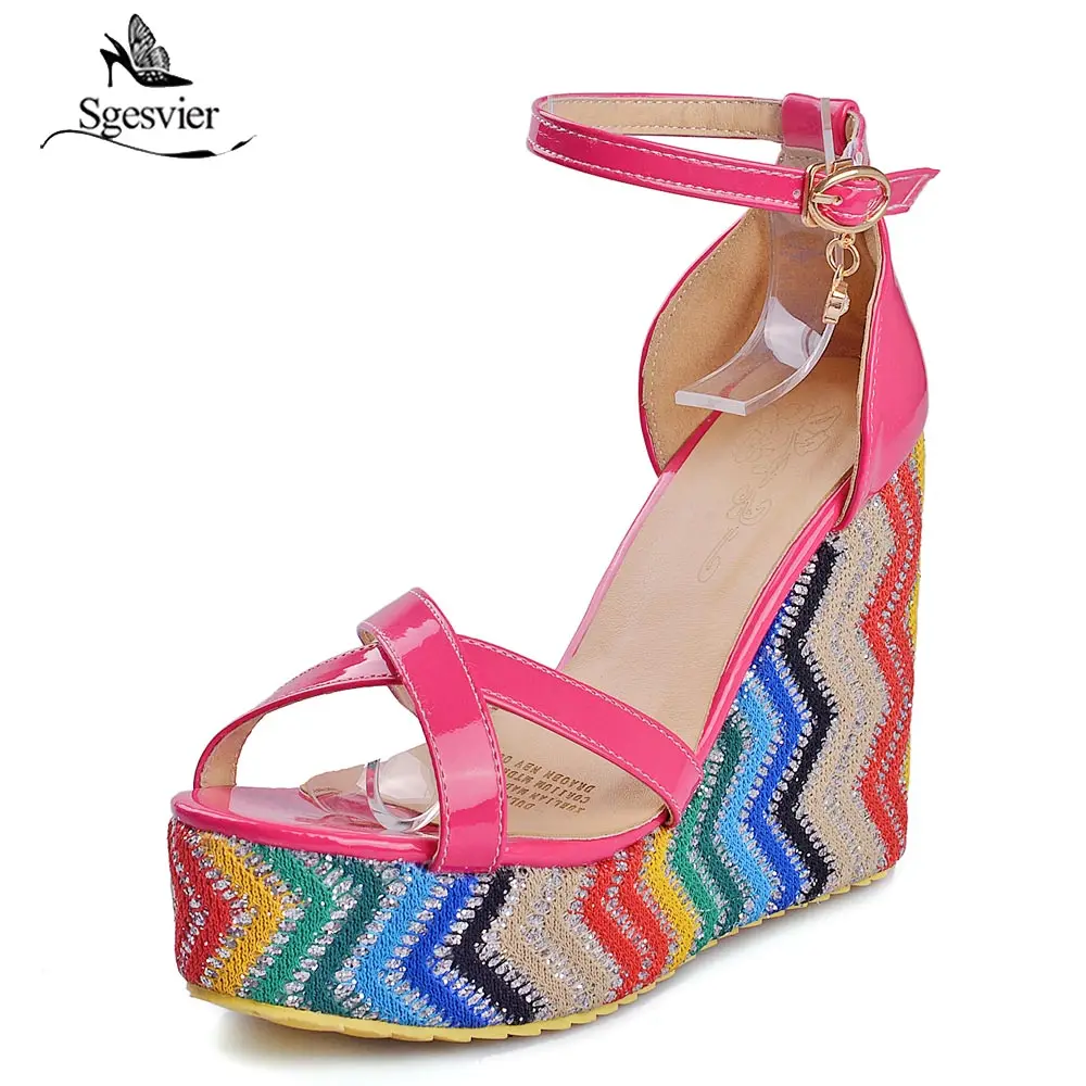 

Sgesvier New Arrival Ladies Shoes Women Sandals Summer Open Toe Fashion Platform High Heels Wedge Sandals Female Shoes B197