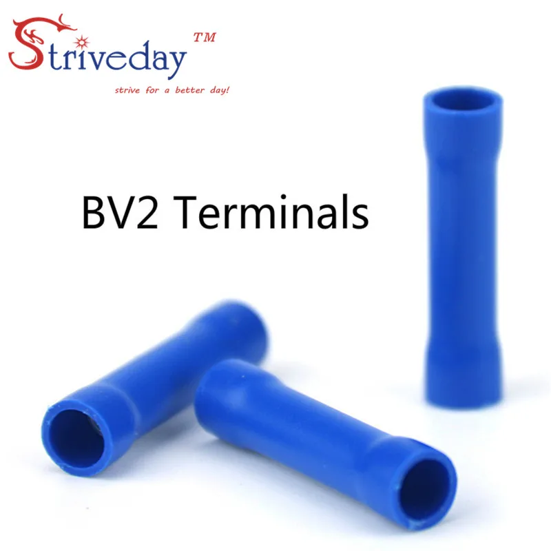 

1000pcs / lot high quality Blue BV2 double line Tubular Pre-insulated terminal Tubular intermediate wiring Cold Terminals