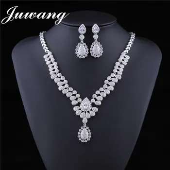 

JUWANG Brand Jewelry Sets Luxury Bridal Cubic Zirconia For Women Party Bride Bridesmaid Dubai African CZ Stone Wedding Jewelry