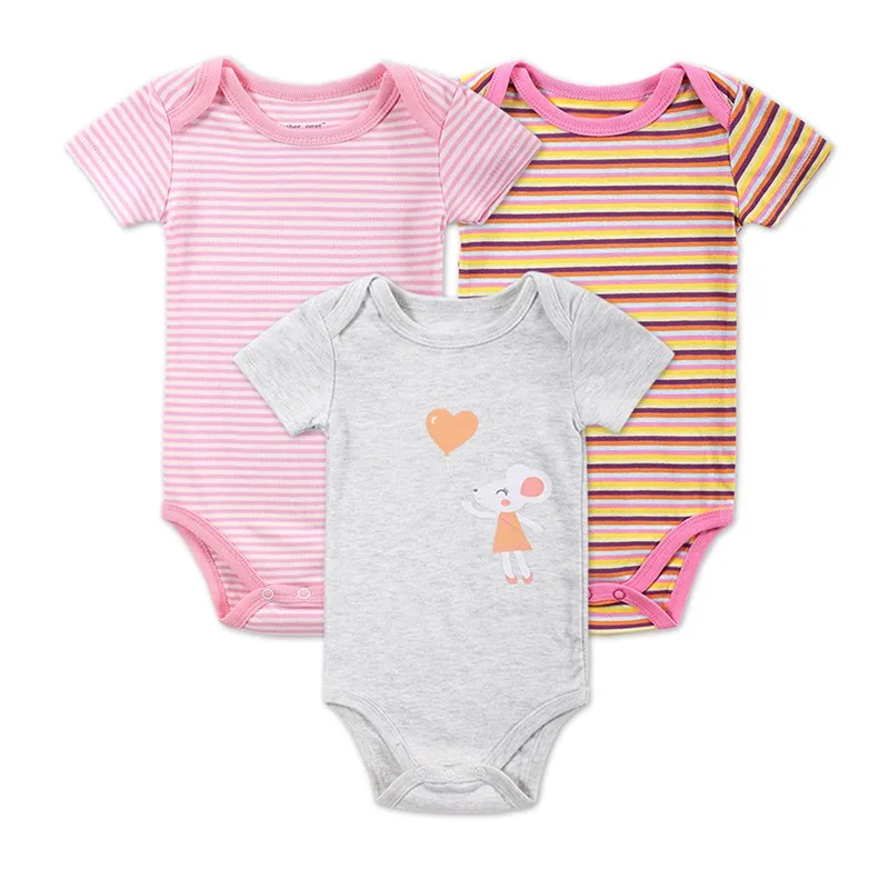 DH16307 3-PieceLOT Baby Bodysuits Summer 2016 Jumpsuit Infant-Clothing Baby Girl Clothing Set Baby Short Sleeve Clothes For New Born 