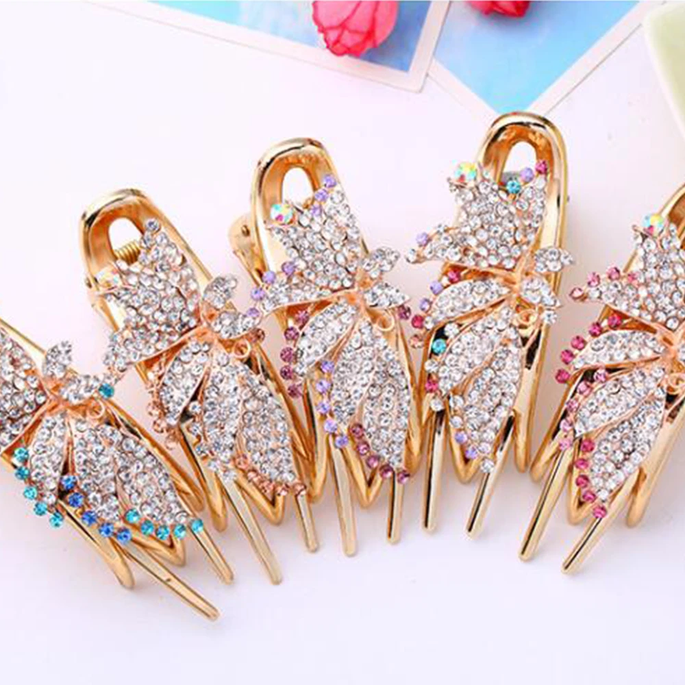 Fashion High Quality Hairpin Hairwear Multicolor Glitter Crystal Flower