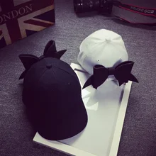 Большой бантом Бейсбол шапки черный, белый цвет Snapback Шапки хвостик солнца Шапки Casquette Gorras Homme Chapeu feminino