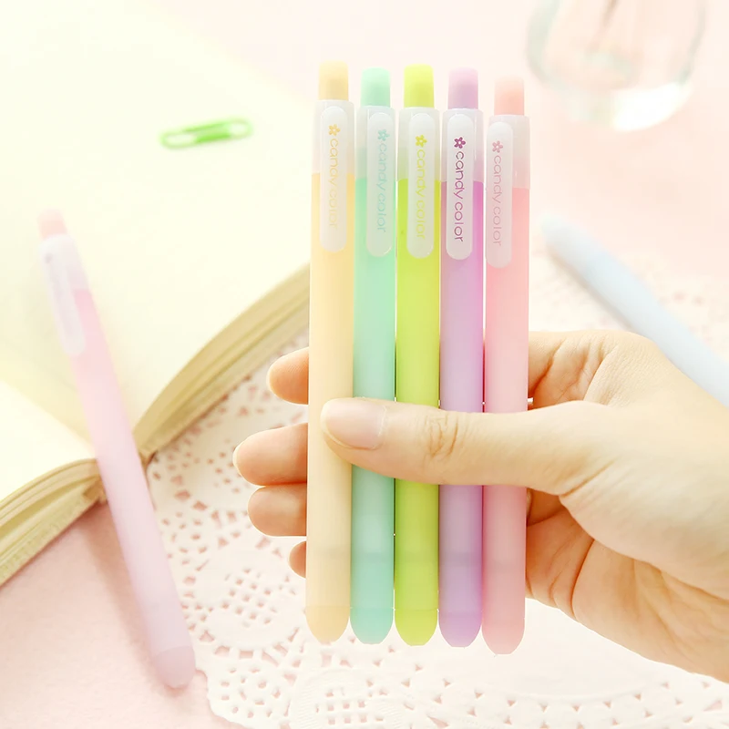 South Korea stationery candy color press pen matte black 0.5mm simple