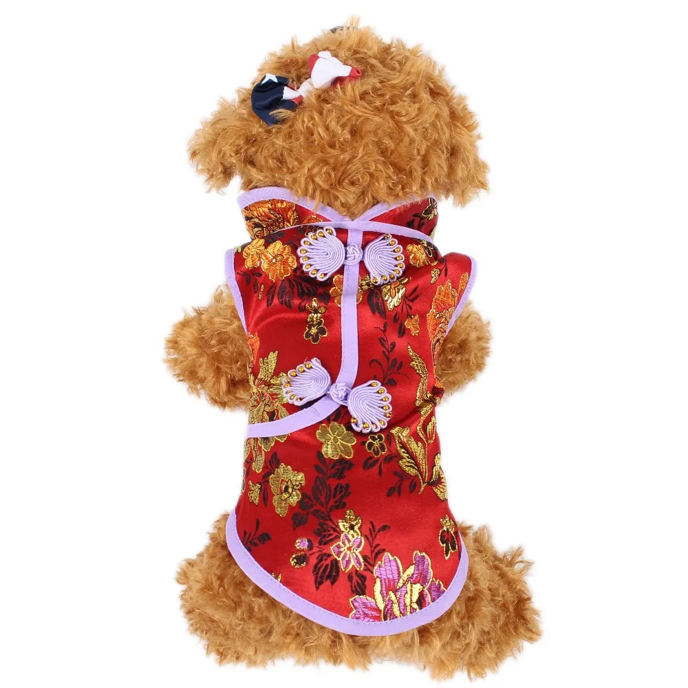 Платья Cheongsam с кошками и собаками атласные платья вышитыми цветами в китайском