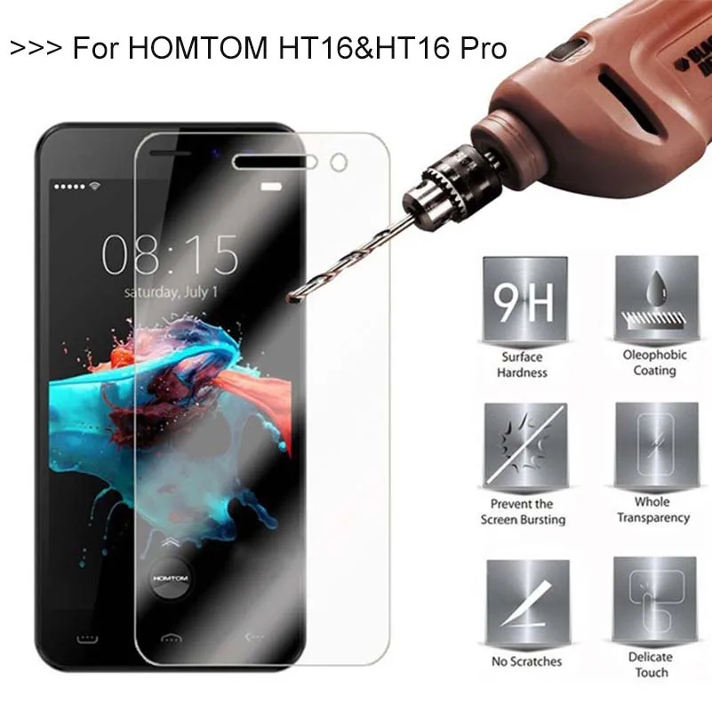 

9H 2.5D 0.26mm Tempered Glass Protector For Homtom HT16 H16 Pro 5.0inch LED Screen Toughened Protective Film Cover