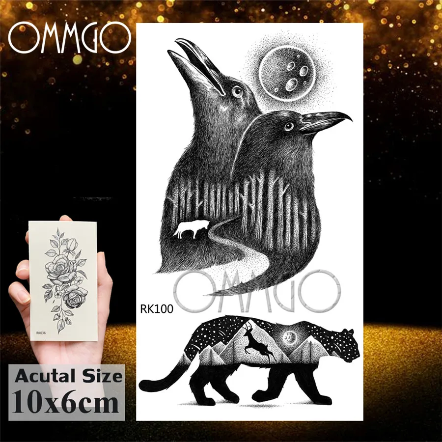 OMMGO Doodle Tiger Flash геометрические Временные татуировки, наклейки, алмазные фальшивые татуировки для детей, для мальчиков, татуировки на заказ, боди-арт