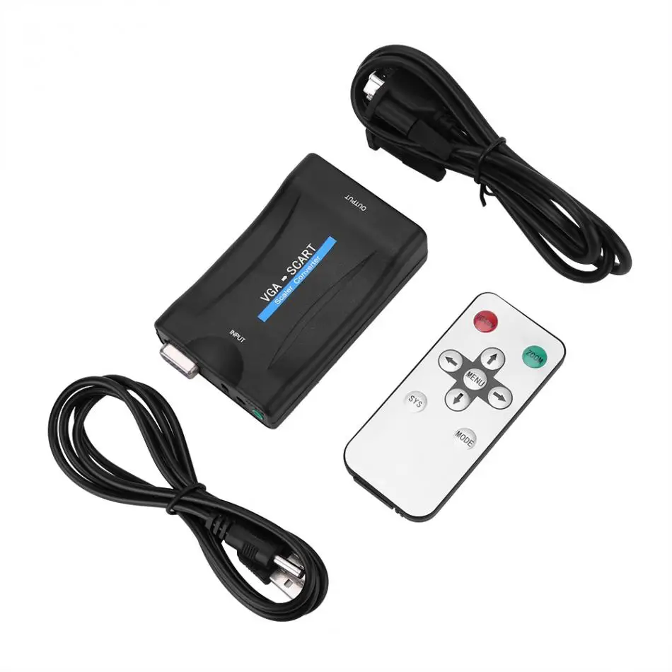 

NEW VGA to SCART Video Audio Converter Adapter USB With Remote Control
