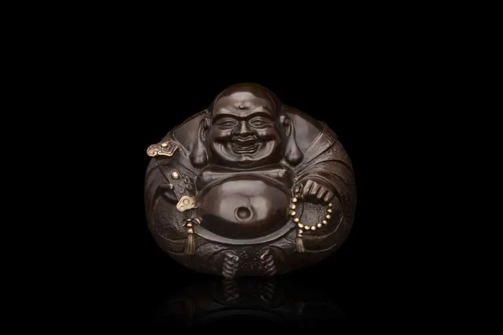 

head Arts Crafts Chinese bronze ornaments small Buddha Buddhist gift Chongyang wishful FX-004 smile