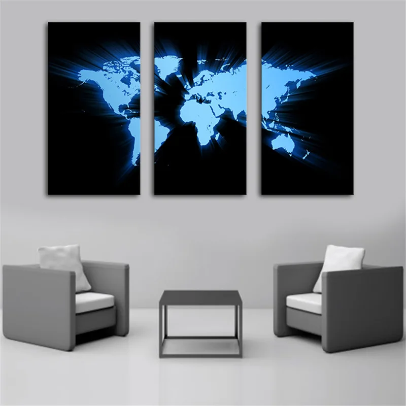 

3 Pieces Retro World Map Landscape Vintage Canvas Wall Art Canvas Oil Painting Wall Pictures Home Decor for Living Room Cafe
