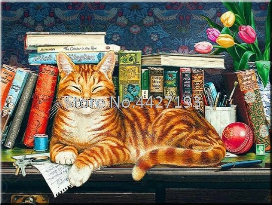 

diy full square diamond embroidery Cat 5d diamond painting cross stitch Book Diamond mosaic needlework kits Home Decoration Gift