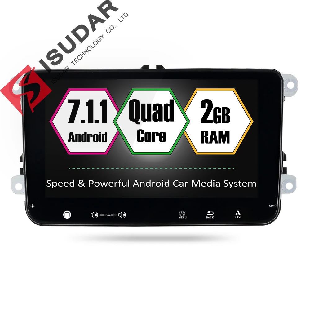 Isudar font b Car b font Multimedia Player GPS Android 7 1 1 2 Din For