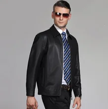 2017 Hot Autumn Brazil style leather biker jacket Sheepskin turn down Collar motorcycle man coat Leather Jaqueta de couro