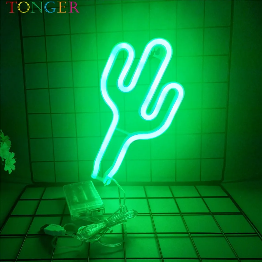 TONGER домашний декор кактус LED Искусство неоновая вывеска доска украшения стены