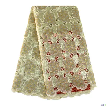 

High Quality African Lace Fabric 2017 Latest Organza Lace Fabric With Sequins Embroidered Nigerian Lace Fabric O170807
